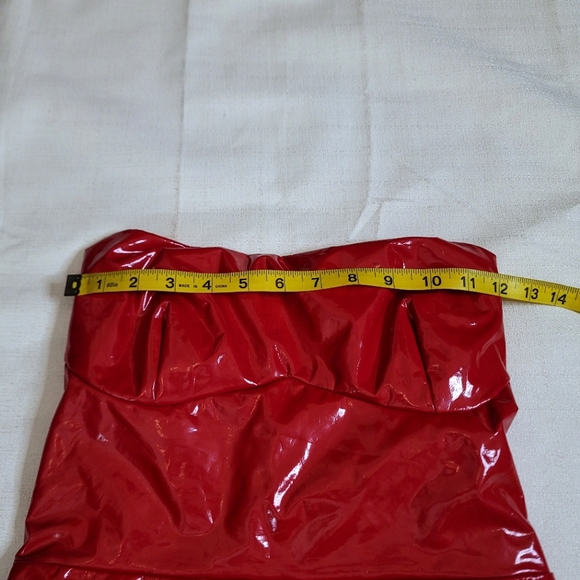 Windsor Red Patent Faux Leather Strapless Adjustable Mini Dress Size Large - Picture 4 of 8